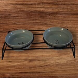 Ceramic Double Elevated Cat Bowl Set